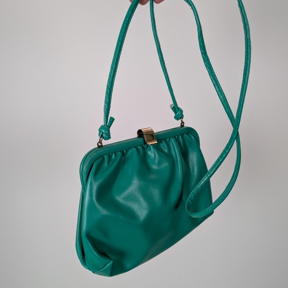 80s Sea-foam Green Handbag Shoulder Crossbody Vintage Clutch Mini Bags Wallet - Picture 7 of 9